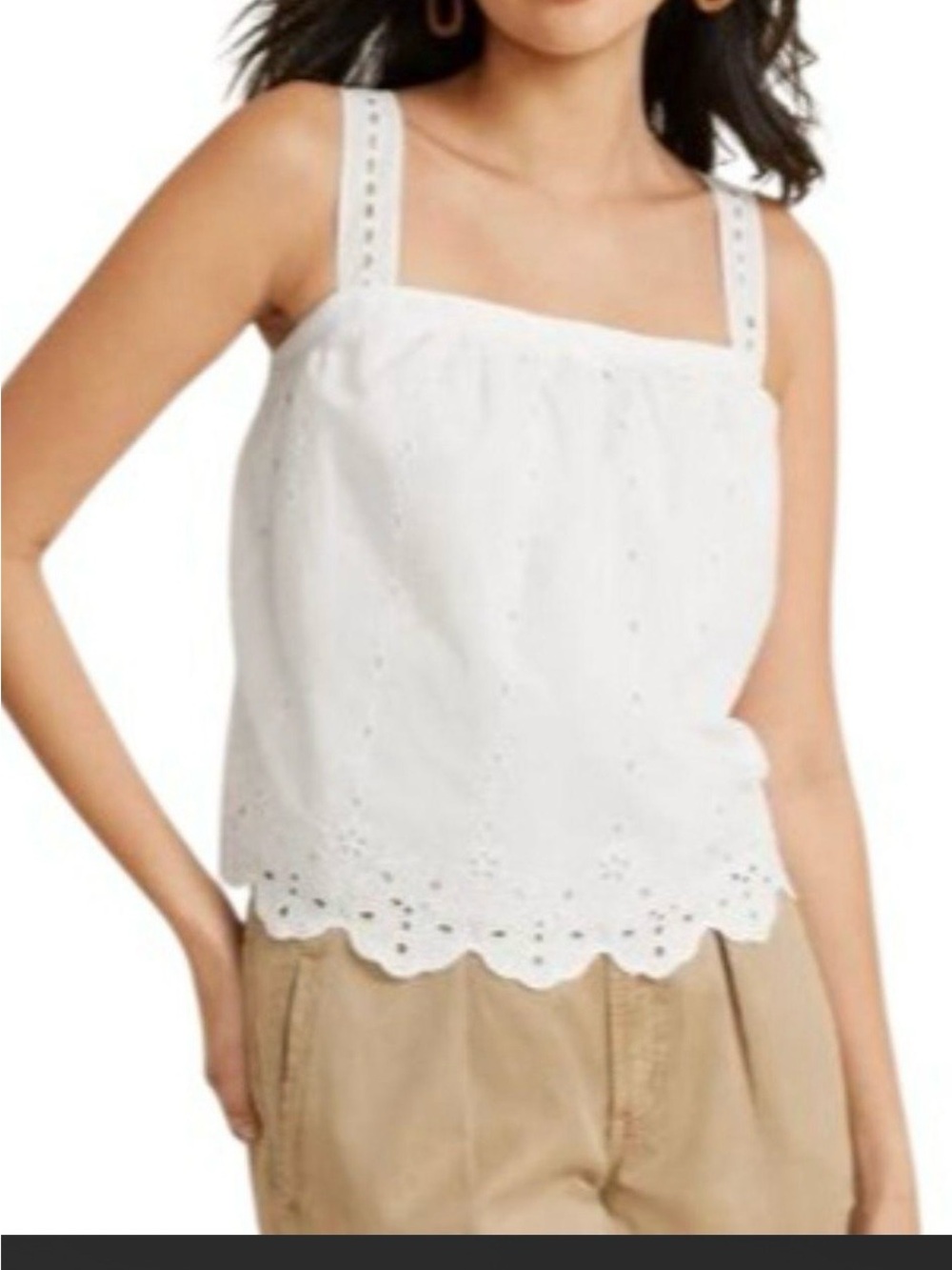 Maurices White Eyelet Embroidered Camisole Tank Size XL